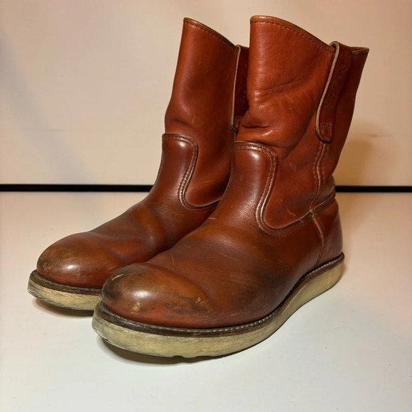 Red Wing Pecos Men 7.5 E US Engineer Brown Leather 8866 Discontinued Made In USA - Picture 1 of 10